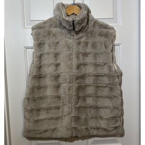 Stillwater Supply Co. Faux Fur Vest Full Zip Oatmeal/Beige Woman's Size Medium